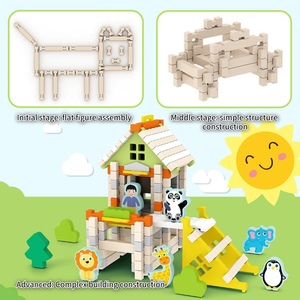 Juego de juguetes de madera Yuci Montessori, juguetes de madera, juego de bloques de construcción de espiga para niños, construir <span class=keywords><strong>Casa</strong></span> de <span class=keywords><strong>arquitecto</strong></span>, familia - Product Image 4
