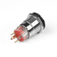 Ip67 étanche en acier inoxydable à tête plate 1no1nc 19mm bicolore rouge vert Led interrupteur à bouton-poussoir
