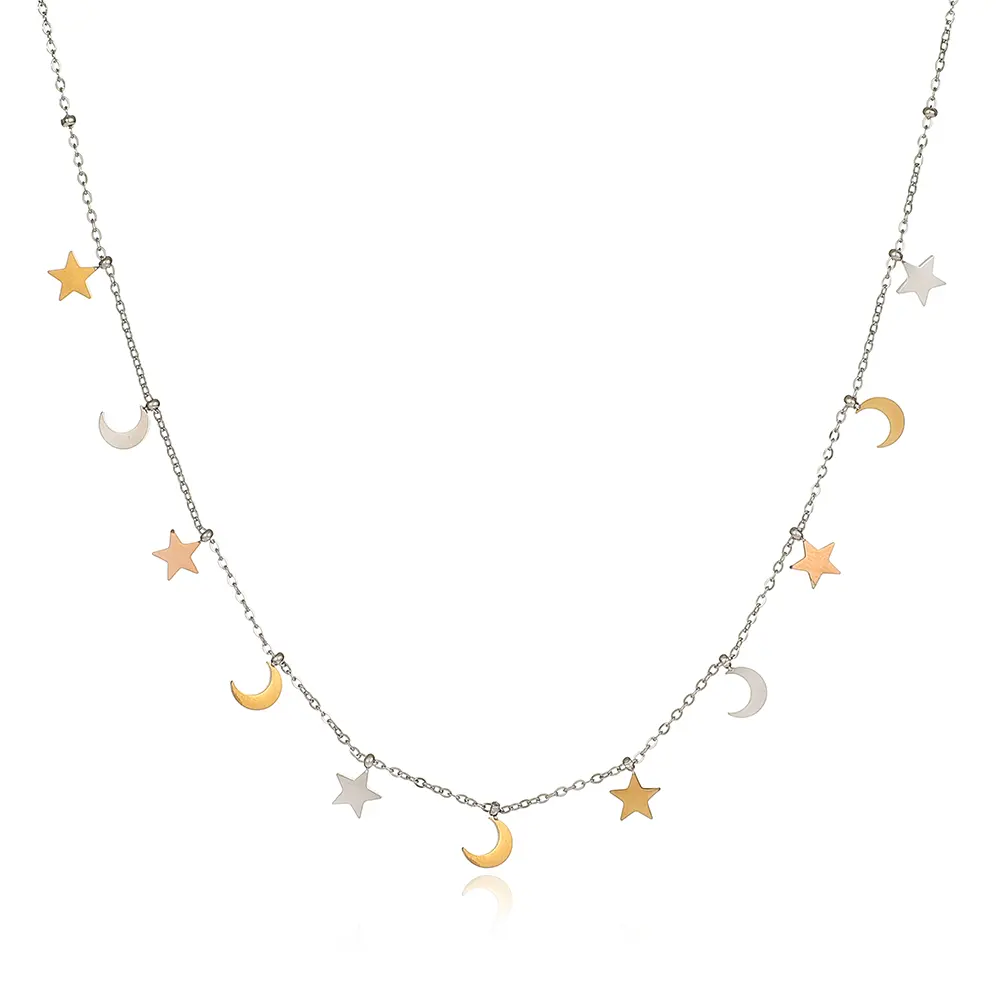 New ins style star and moon pendant stainless steel necklace fashion jewelry for women
