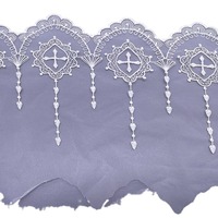 Dentelle brodée en tissu maille de soie de lait de 19 cm, motif géométrique, style Japon et Corée du Sud, garniture en dentelle noire et blanche, accessoires