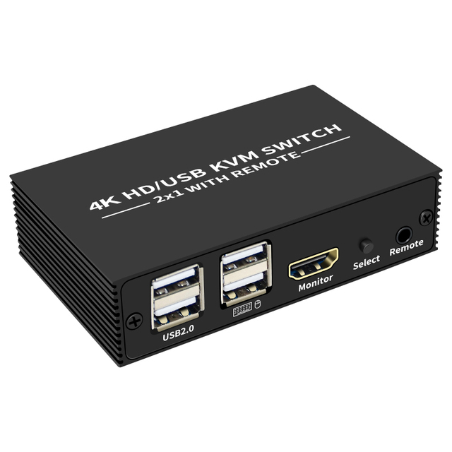 New 4K Universal Serial Bus/HD Metal KVM Switch with Remote Control 2 X1