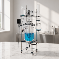 LABOAO Cuve de Réaction Chimique à Double Paroi en Verre 150L Haute Sécurité avec Joint PTFE Complet et Moteur d'Agitation Silencieux