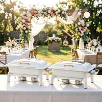 Kommerzieller 9L Weißer Rechteckiger Hydraulischer Chafing Dish für Minimalistische Hochzeiten, Hotelbuffets & Suppenwärmebehälter