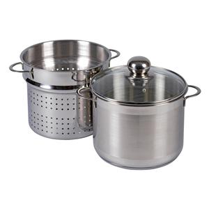 Spaghetti Pot With Glass Lid 6.5 L 24 Cm Stainless Steel 3 Piece <b>Set</b> - Product Image 1