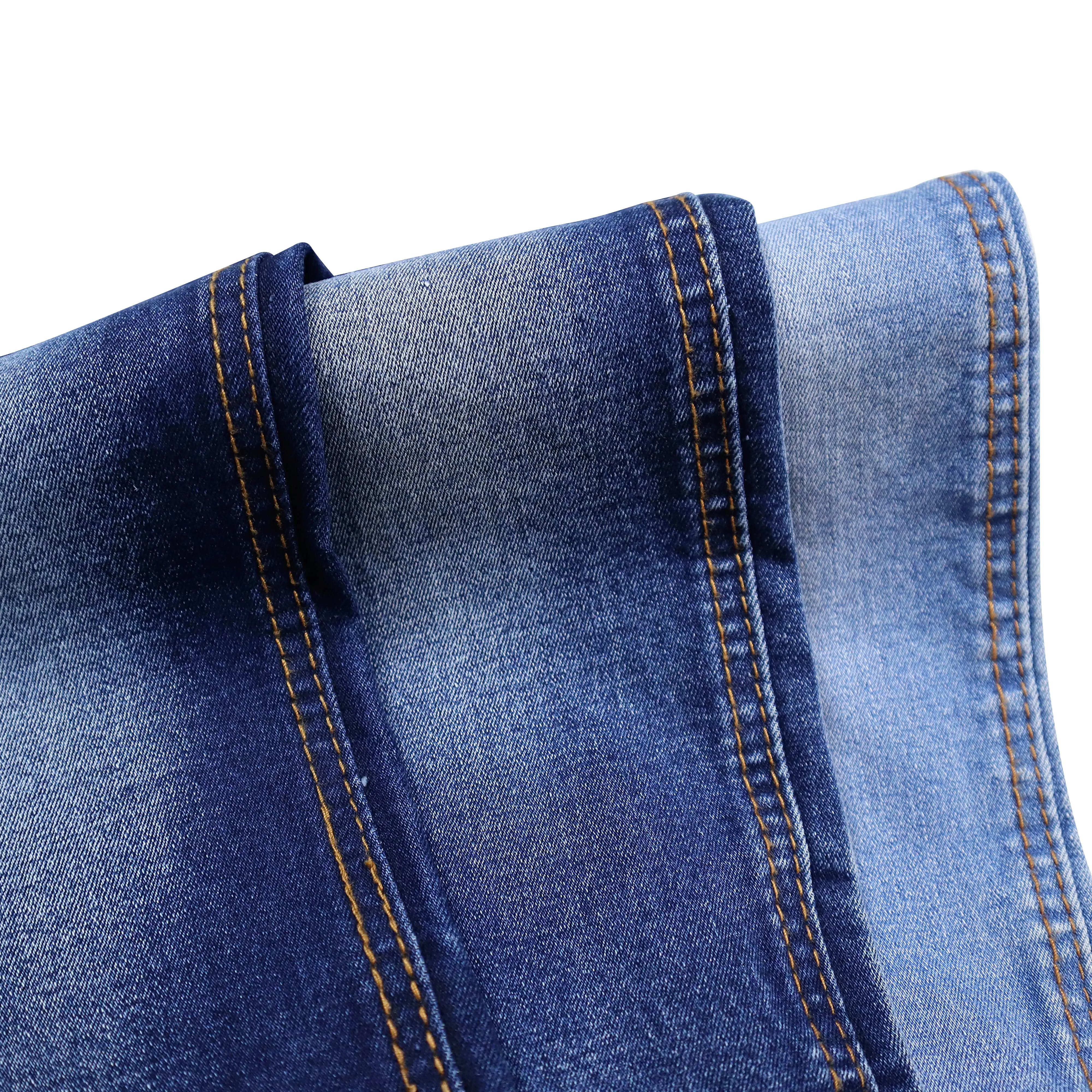 กางเกงยีนส์ผ้ายีนส์ผ้ายีนส์แบบถักสีครามผ้าสต็อกสำหรับ GK8989-3