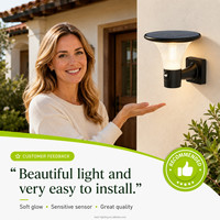Lampe murale solaire 100lm/W, lampe LED décorative d'extérieur, modes d'éclairage intelligents, luminosité réglable pour une utilisation en jardin