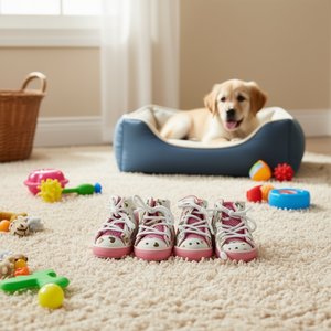 Scarpe per cani rosa alte con stelle e cuori per cuccioli, confezione da 12 pezzi - Product Image 2