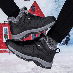 Bottes chaudes pour hommes, bottes de neige à bout rond, doublées de fourrure, antidérapantes, semelle extérieure en caoutchouc, tige synthétique, taille 47 48 - Product Image 4