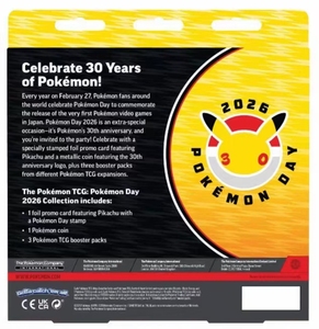 Pré-vente GoCard Version US PTCG Journée Pokémon 2026 30ème Anniversaire Coffret Cadeau en Papier Carte Pikachu + Pièce <span class=keywords><strong>de</strong></span> Monnaie en Papier + Pack Booster pour - Product Image 2