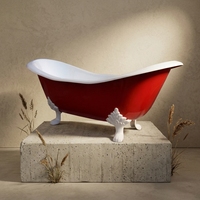 Baignoire autoportante traditionnelle en fonte blanche avec pieds chromés, modèle HM-70