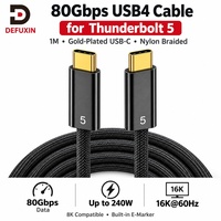 DEFUXIN Altın Kaplama USB4 Kablo 1M 80Gbps 240W 16K60Hz USB C - C Naylon Örgülü E-Marker'lı TB5 ile Uyumlu MacBook Pro SSD için