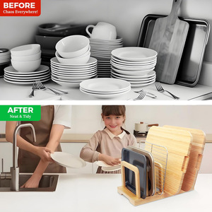 ชั้นวางเขียงไม้ไผ่ 4-7 ช่อง ปรับระดับได้ สำหรับจัดเก็บในครัว แบบตั้งพื้นอเนกประสงค์ - Product Image 4