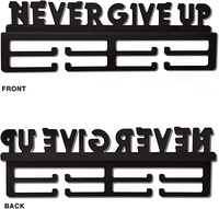 Porte-médaille en métal noir personnalisé "Never Give Up" Plus de 50 trophées Porte-médaille pour la décoration intérieure Cintre mural de luxe