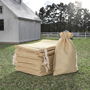 High Quality Custom Hemp Jute Hessian Drawstring <strong>Sack</strong> Small Striped Pattern Burlap Wedding Favors Gifts Shoulder Shopping Bags - Product Image 3