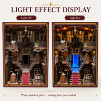 Kit de bibliothèque miniature en bois LED Creative Magic Museum, support de livre miniature DIY, insert de bibliothèque, décoration de la maison