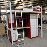 Lit superposé en métal avec bureau et armoire, idéal pour dortoirs étudiants et appartements, lit de personnel avec table d'étude pour dortoir