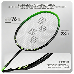 High Modulus Graphite Badminton Racket 4U 82g Extra Stiff Power Box <b>Frame</b> Design Sweat Absorb Towel Grip All Round <b>Play</b> - Product Image 4