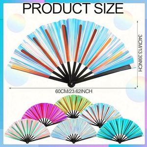 พัดมือพับได้ลายกลิตเตอร์สะท้อนแสงหลากสี สำหรับงานปาร์ตี้และเครื่องประดับชุดแต่งกาย - Product Image 2