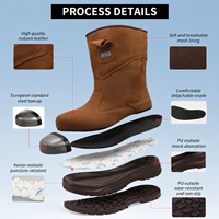 Bottes de chantier unisexes S3 imperméables et confortables, anti-perforation, à embout d'acier, montantes - Tige en daim, semelle en acier pour usage industriel