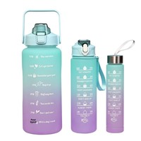 Bouteille d'eau sportive d'été incassable en PC avec paille, grande capacité 2000 ml, pour fitness et activités de plein air