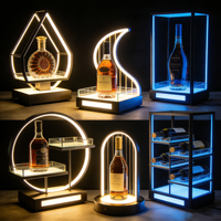 Support de Présentation Moderne de Luxe en Acrylique pour Bouteilles de Vin, Whisky et Spiritueux, avec Base Lumineuse LED, Conception Personnalisée Gratuite