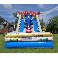 Toboggan aquatique gonflable à 3 voies, couleurs macaron, équipement de location pour événements, toboggan aquatique gonflable pour enfants