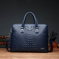 Sac d'ordinateur portable pour homme de style professionnel, en cuir PU, motif crocodile, sac à bandoulière pour homme, grande capacité, sacoche de bureau pour homme