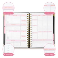 2024 A5 étudiant anglais cahier Agenda planificateur mensuel hebdomadaire quotidien cahier à spirale Art papier couverture cadeau