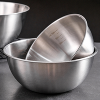 Ensemble de bols mélangeurs en acier inoxydable HL 304 avec marques graduées, panier de drainage, finition brossée mate, bol à salade, compatible four, design moderne et minimaliste pour la cuisine