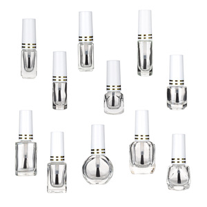 Botella redonda de vidrio para esmalte de uñas de 3-15 ml con dispensador de pincel cuadrado para aplicación de pintura y aceite. - Product Image 5