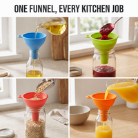Entonnoir de cuisine écologique en silicone souple à large ouverture, grand calibre, pour filtrer l'huile et transférer les liquides