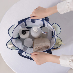 Bolsa de Malla de Gran Capacidad, Resistente al Agua, para Playa, Viajes, Artículos de Aseo, Color Verde Claro y Azul Marino - Product Image 4