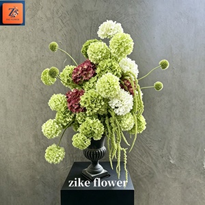 Composizione Floreale Artificiale ZIKE per Cerimonie Nuziali, Orchidea Bianca e Ortensia Verde in Seta per Scenografie di Eventi - Product Image 1