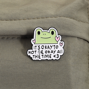 Heureux grenouille émail broches citation positive Animal broche revers Badge bijoux cadeau pour enfants amis vêtements sac - Product Image 3