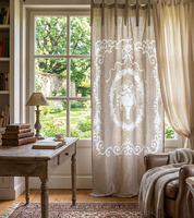 Rideau tubulaire brodé de fleurs et de dentelle, ruban de la meilleure qualité pour la maison, l'hôtel, la station balnéaire, avec occultation et design moderne