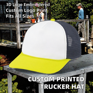 Cheap Custom Slogan Printed Mesh <b>Foam</b> 2-Tone Curved Brim Trucker Hat 5-Panel Rope Cap for Sports Fishing Events - Product Image 4