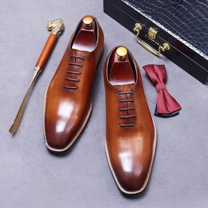 Zapatos Formales de Negocios de Cuero Genuino para Hombre, Zapatos de Cuero Vacuno Minimalistas de Una Pieza, Zapatos Oxford de Estilo Británico para Hombre - Product Image 1