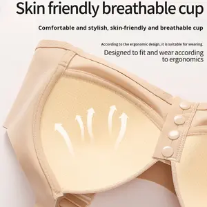 Nouveau soutien-gorge push-up pour maman, grande <span class=keywords><strong>taille</strong></span>, respirant, confortable, absorbant la transpiration, sans armatures, avec boucle frontale, grande poitrine, <span class=keywords><strong>plus</strong></span> petit volume, froncé - Product Image 3