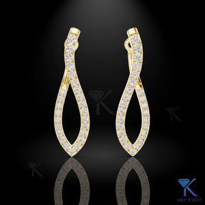 Lab Grown CVD Diamond Brilliant Cut Twisted Infinity Pave Drop <b>Earrings</b> Secured Back 14K <b>Solid</b> Gold Luxury Fine Women Wedding - Product Image 1