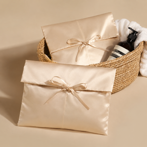 Satin Fabric <b>Envelope</b> <b>Gift</b> Pouch with Ribbon Closure <b>for</b> High End Clothing Perfume Essential Oil Jewelry Packaging - Product Image 1