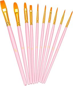 Giorgione – Lot de 6 pinceaux plats à manche en bois et virole en aluminium, poils en nylon, pour peinture acrylique, aquarelle, gouache / Kit de peinture - Product Image 1