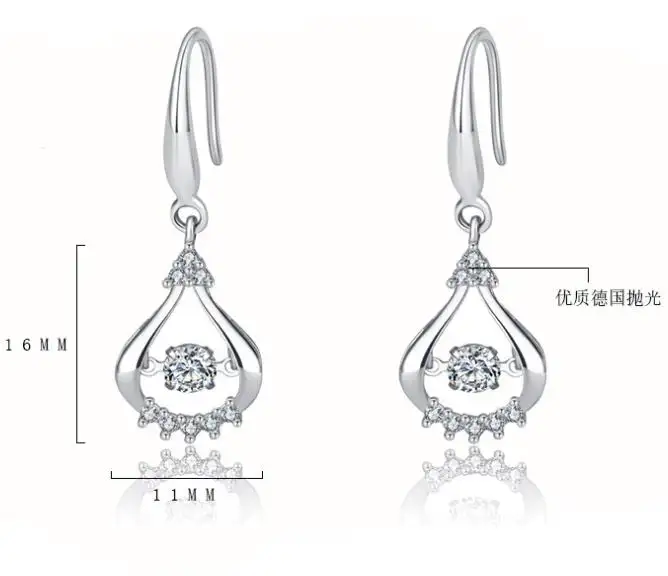 Fashion Long Style Water Drop Earrings Women Charm Silver Plated Jewelry Luxury Fish Hook Dancing Zircon Drop Earrings Gift