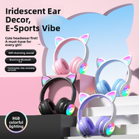 VALORA Vh19 Écouteurs Gaming Pliables pour Enfants avec Oreilles de Chat, Éclairage RGB, Haute Qualité, Double Mode Filaire + Sans Fil, Sport et Voyage