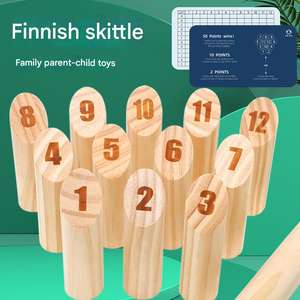 Jeu de lancer numérique finlandais en bois pour enfants, colonne de collision, jouet d'extérieur écologique en bois - Product Image 2