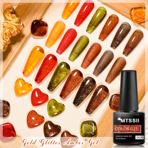 MTSSII-Vernis à Ongles Gel Ambré Brillant, Gel de Vernis à Ongles en Cristal, <span class=keywords><strong>Marron</strong></span>, Vert, <span class=keywords><strong>Automne</strong></span>, 6 Couleurs, UV, LED, <span class=keywords><strong>Art</strong></span> de Manucure - Product Image 5