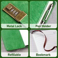 Cahier d'agenda A5 personnalisé 240 pages personnalisable avec couverture verrouillable pour hommes femmes herbe verte planificateur stylo boîte cadeau en cuir