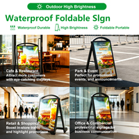 Affichage publicitaire LED numérique mobile d'intérieur IP65 P1.53 P1.86 P2 P2.5, panneau numérique A-Board portable, écran pliable résistant à l'eau