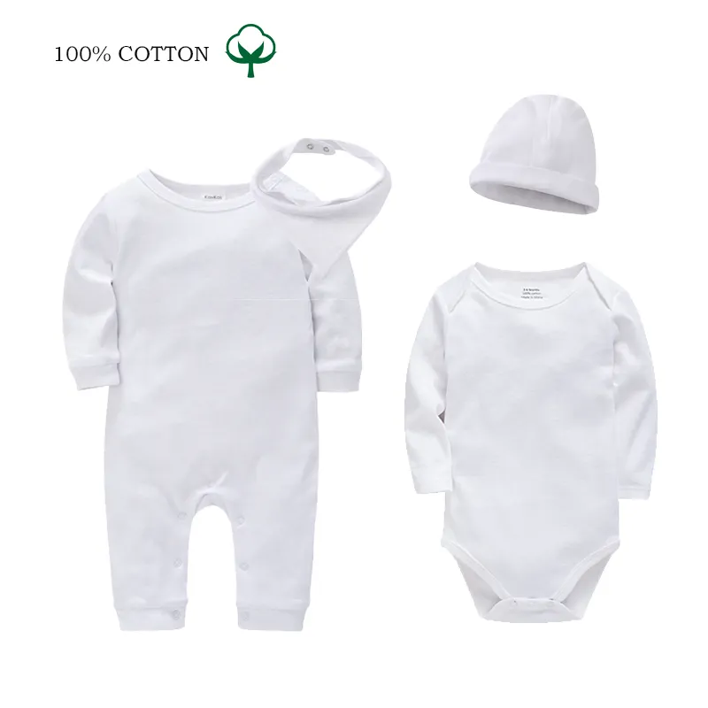 Macacão infantil de musselina para meninos de 12 a 18 meses, 100% algodão, logotipo personalizado, conjuntos de roupas em branco com estampa pessoal