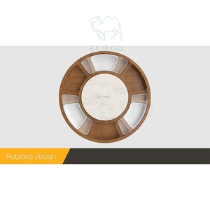 Planche ronde à charcuterie en bois d'acacia, plateau de service à fromage en bambou - Product Image 3