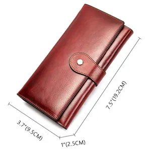 Factory wholesale multiple card slot rfid anti genuine leather women wallet